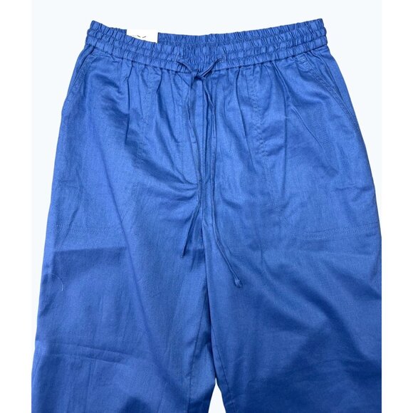 Banana Republic Poplin Relaxed Straight Ankle Pants Pull On Drawstring Blue M - Picture 3 of 15